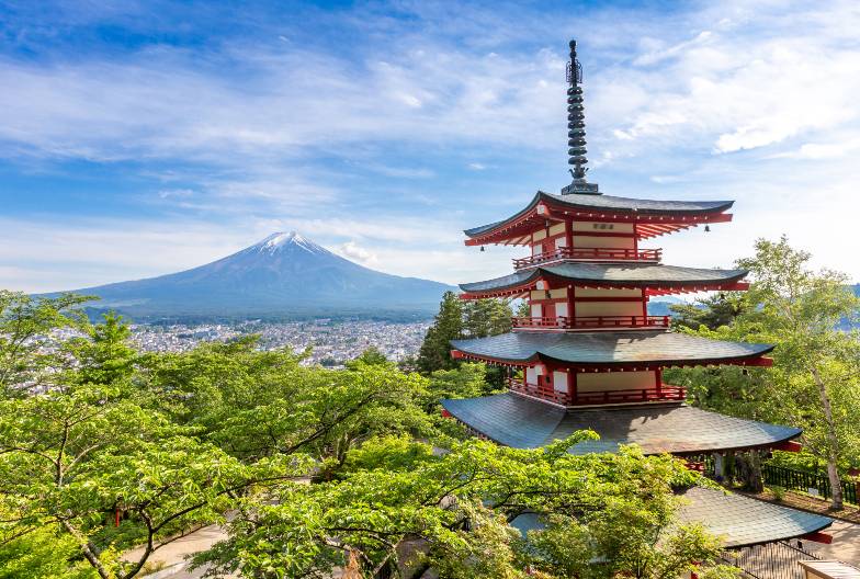 【日本 一人成團系列】富士山河口湖絕景一日遊：新倉山淺間公園＆大石公園＆西湖療癒之鄉 （含日本國產紅酒牛排）